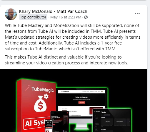 Difference Between Tube AI System and Tube Mastery in Monetization