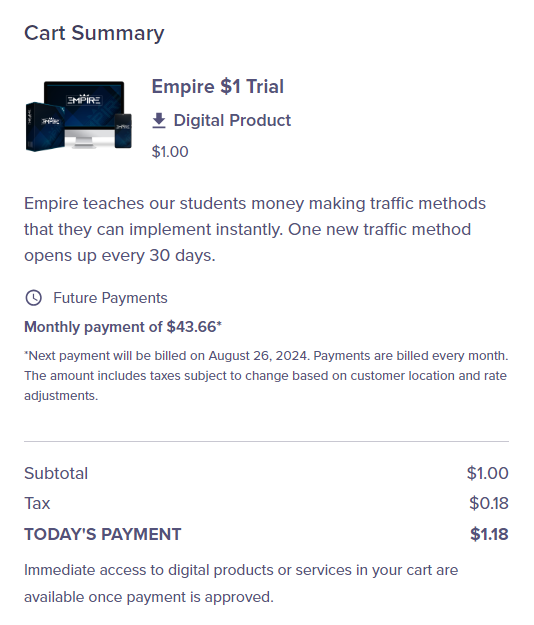 Pricing Structure and Affordability - Empire Free Traffic System