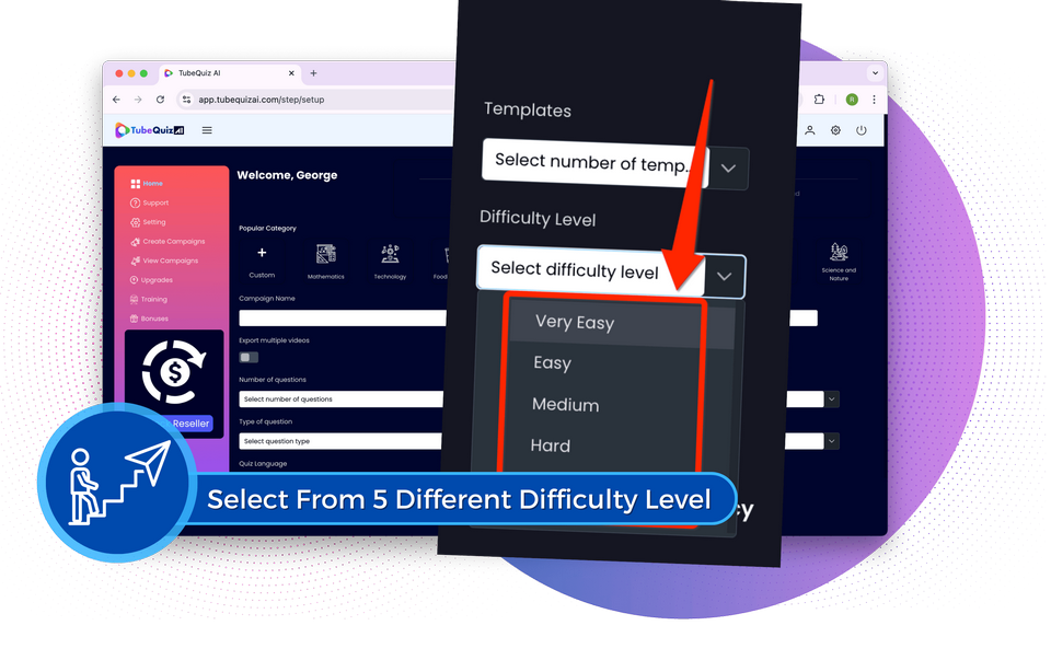 TubeQuiz-AI-Feature-7-difficulty-level