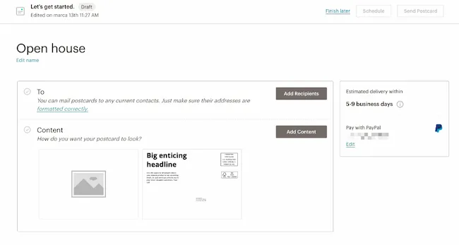 mailchimp-postcards You can send postcards directly from your Mailchimp account