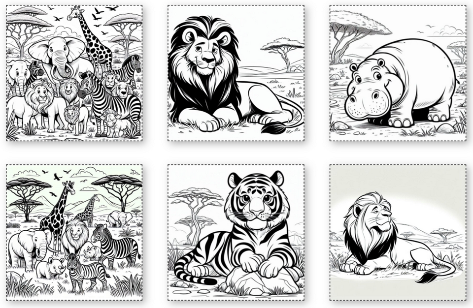 Safari-Animals-Coloring-Pages-Samples