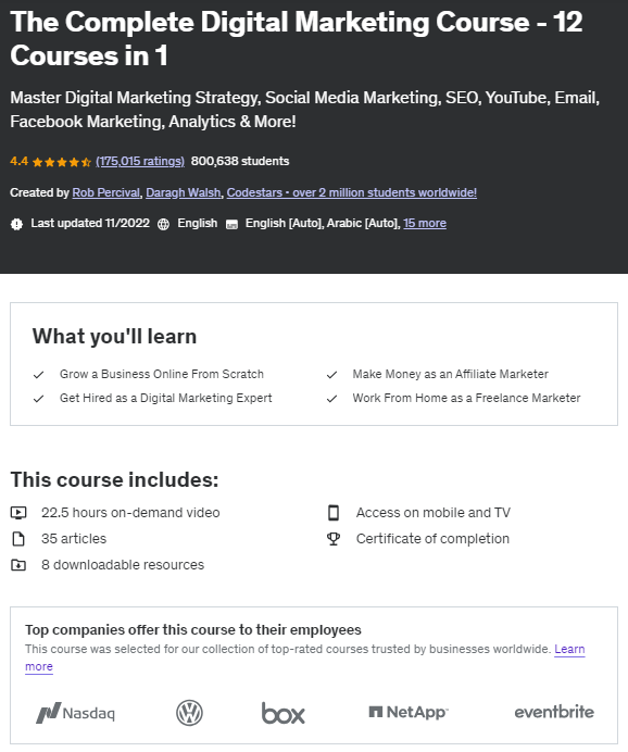 The Complete Digital Marketing Course by Udemy